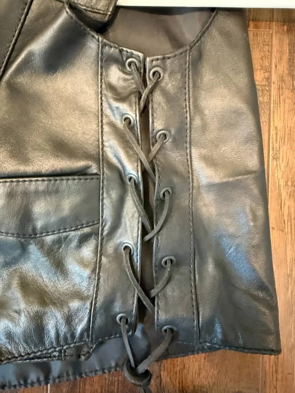 Milwaukee Leather Kids Genuine Leather Motorcycle Vest Black Lace Side Small